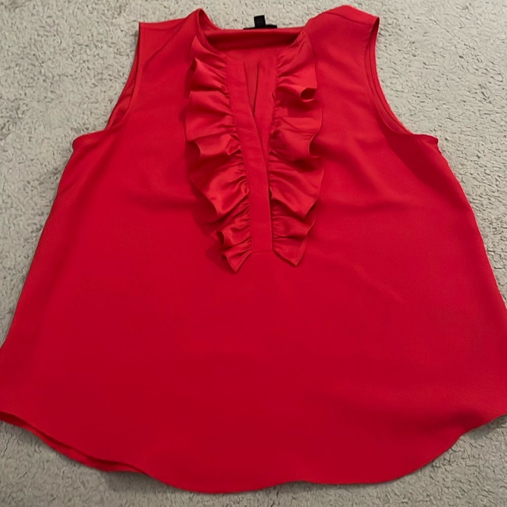J. Crew Bright Red Ruffle-Front Sleeveless Camisole